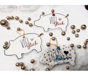 Stickserie ITH - Anhänger Glücksschwein Schwein